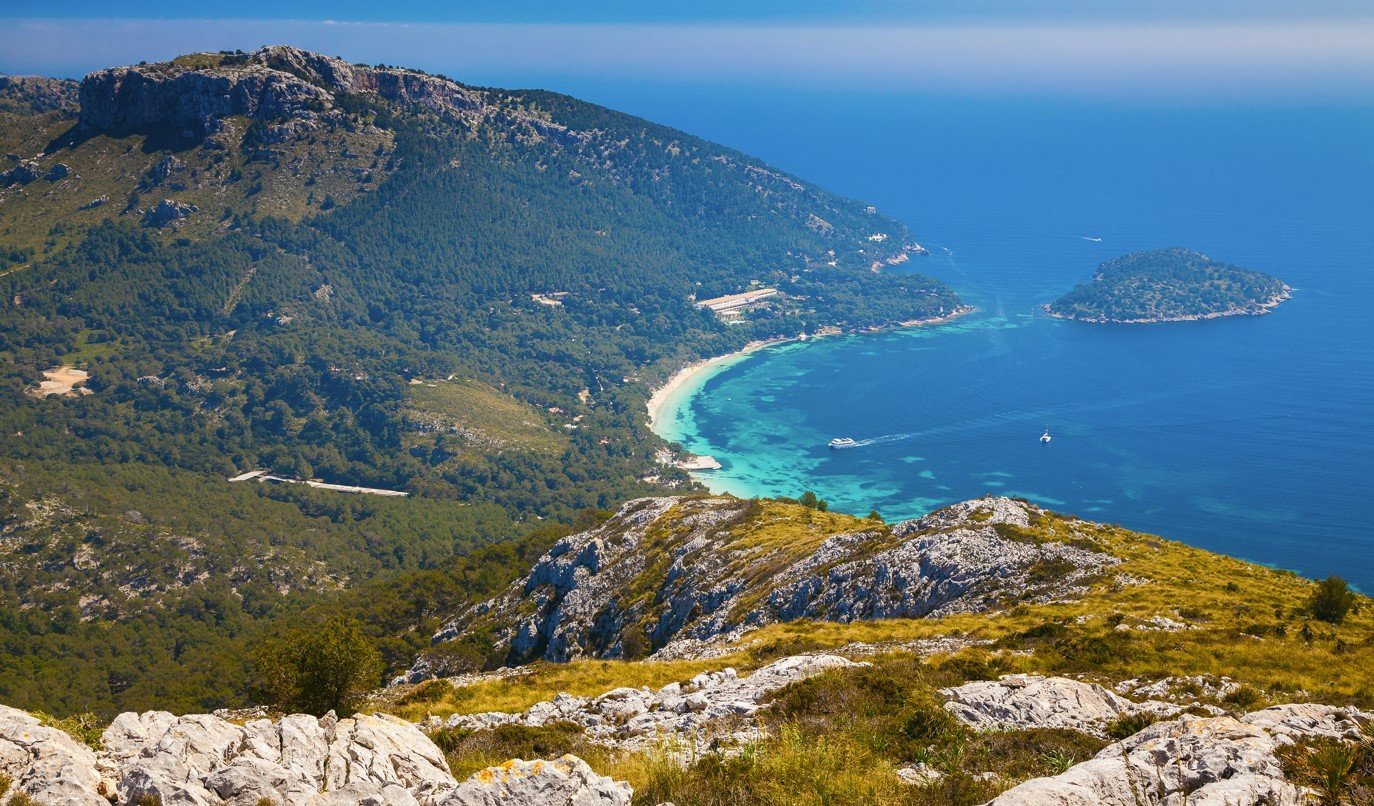 vista aérea de la playa de Formentor