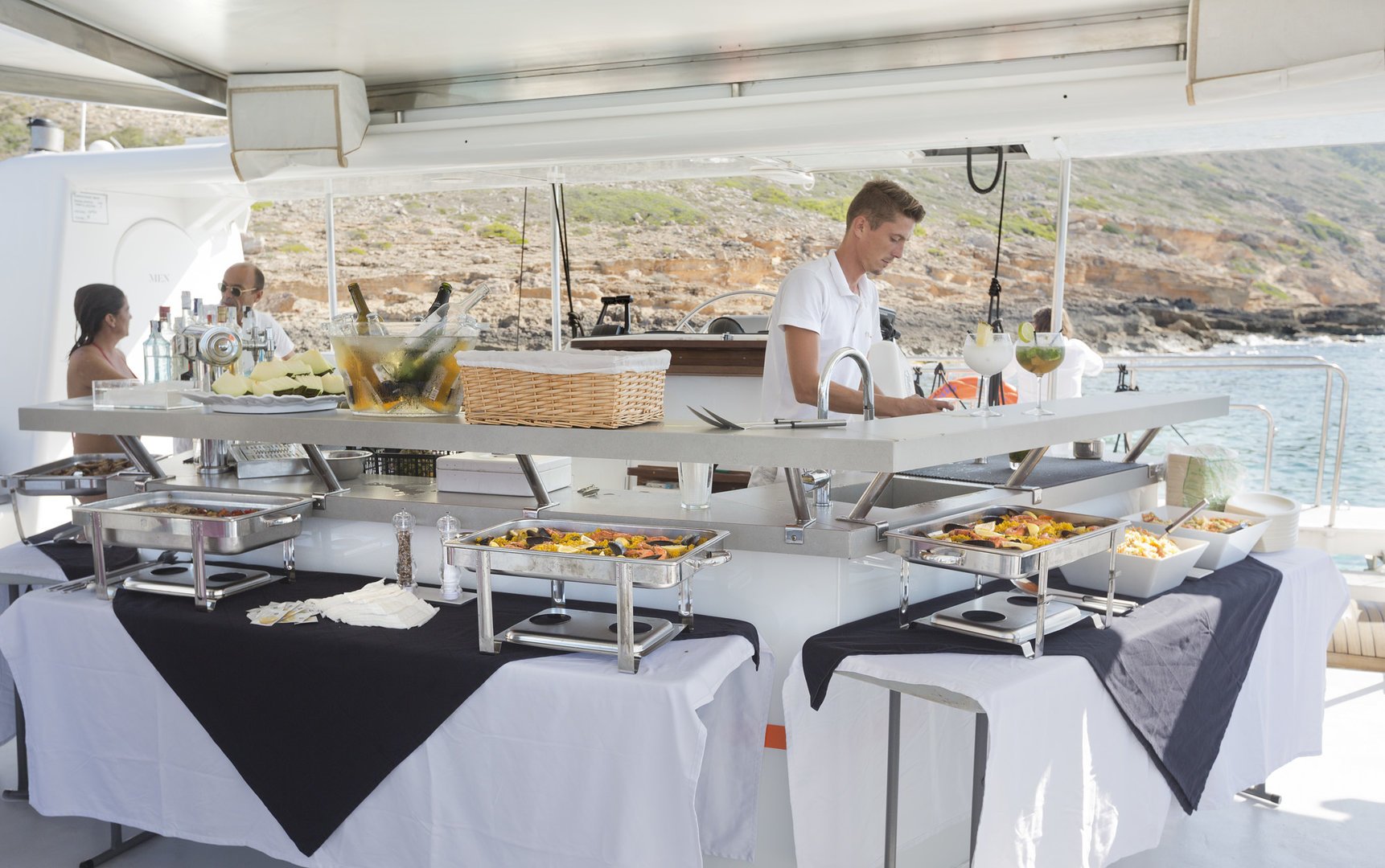 food on the catamaran
