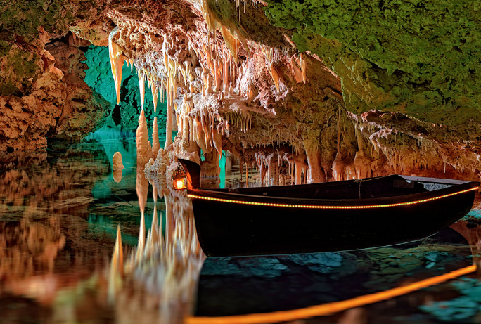 boat inside caves