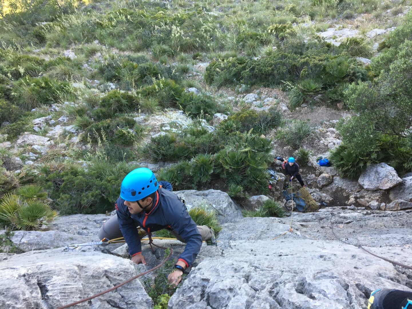 scaling walls of rock