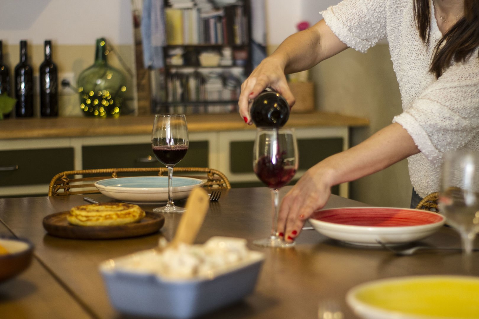 a glass of wine to the dinner