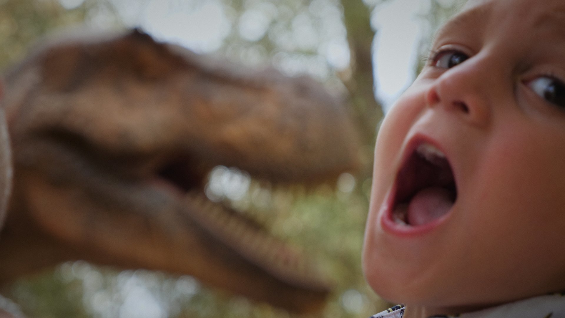 happy child with dinosaurs