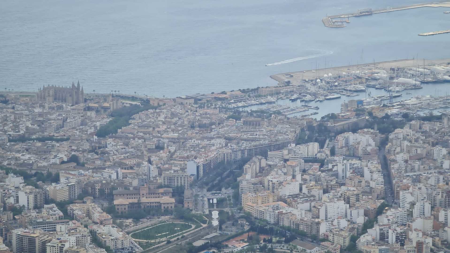 helicopter flight over palma city