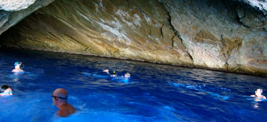 swimming and snorkelling in the blue cave