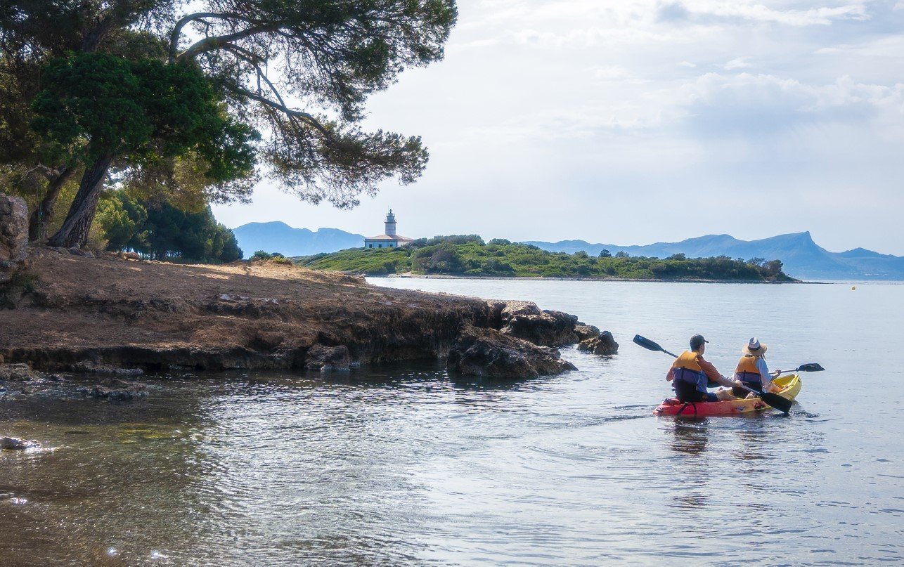 paddling the kayak