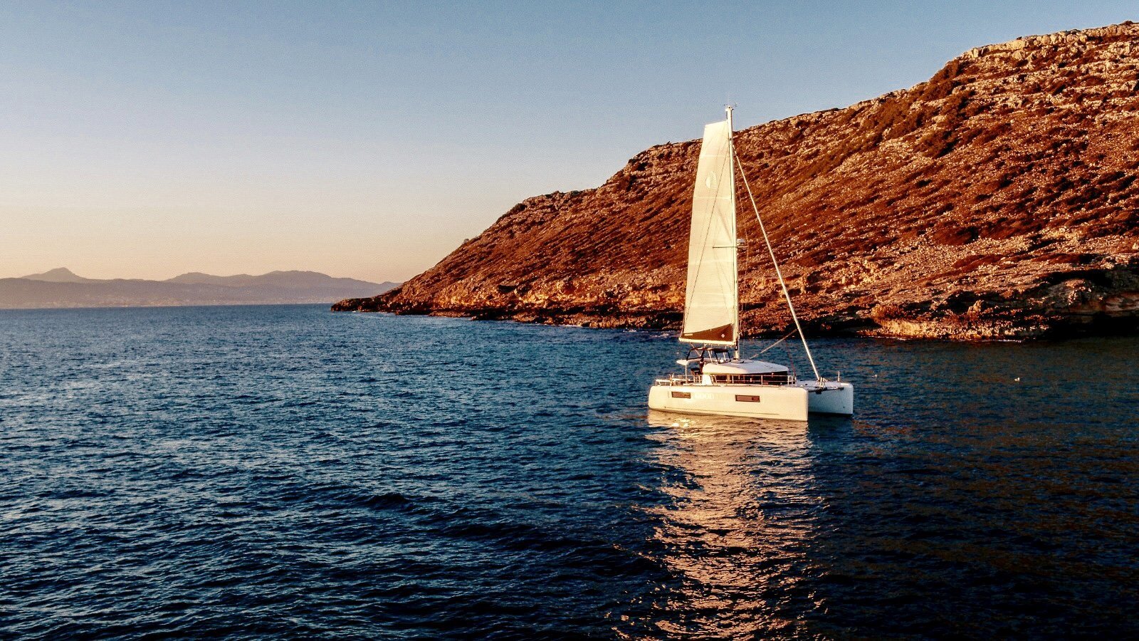 sunset with the catamaran
